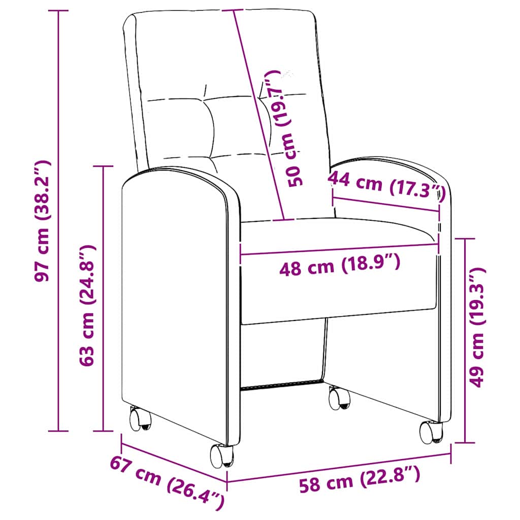 Esszimmerstühle mit Rollen 2 pcs Glänzendes Braun Kunstleder