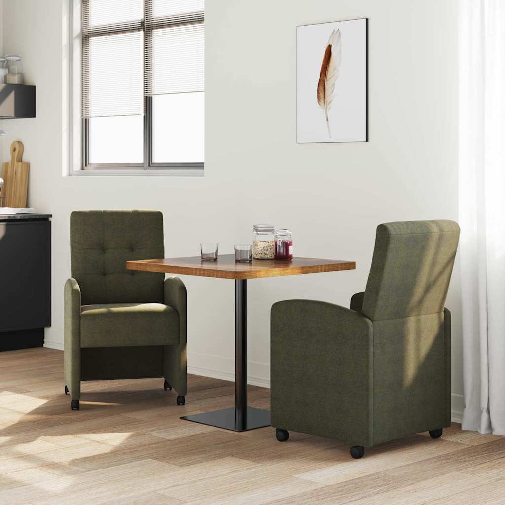 Esszimmerstühle mit Rollen 2 pcs Armeegrün 58 x 67 x 97 cm