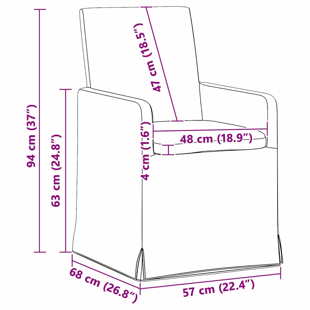Esszimmerstühle 2 pcs Hellgrau 57 x 67 x 95 cm Stoff