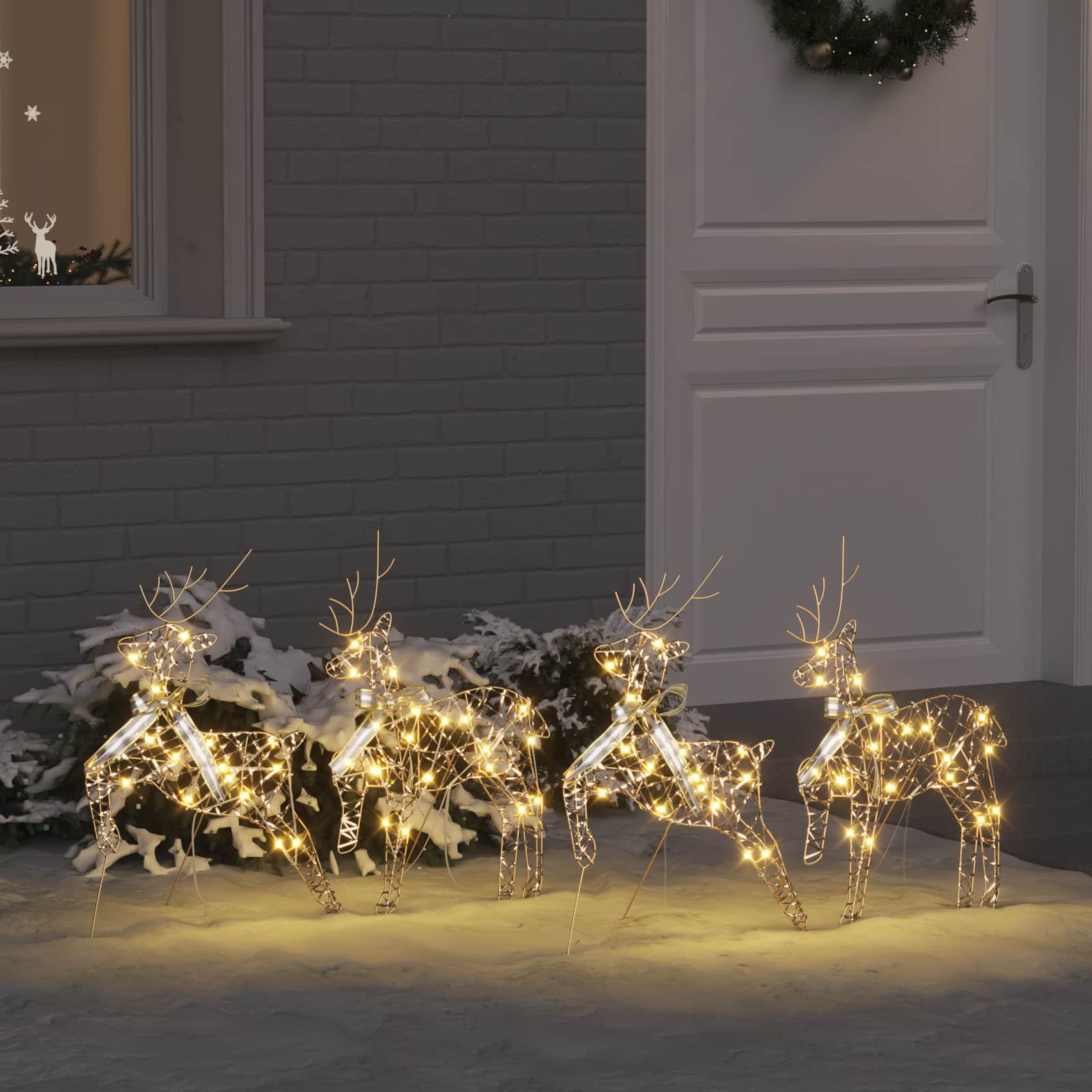 LED Rentiere mit 80 LEDs 4 pcs Gold PET