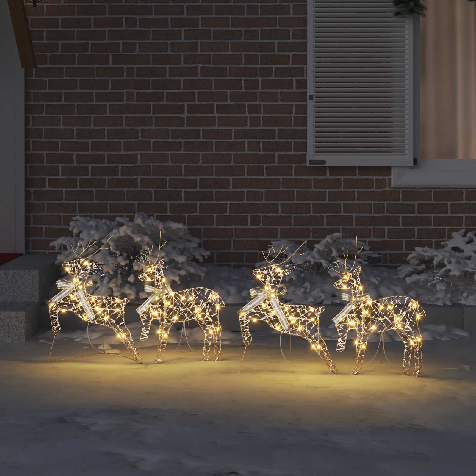 LED Rentiere mit 80 LEDs 4 pcs Gold PET