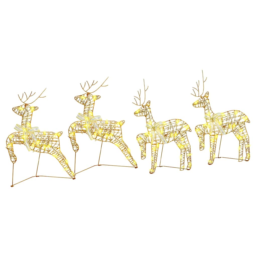LED Rentiere mit 80 LEDs 4 pcs Gold PET