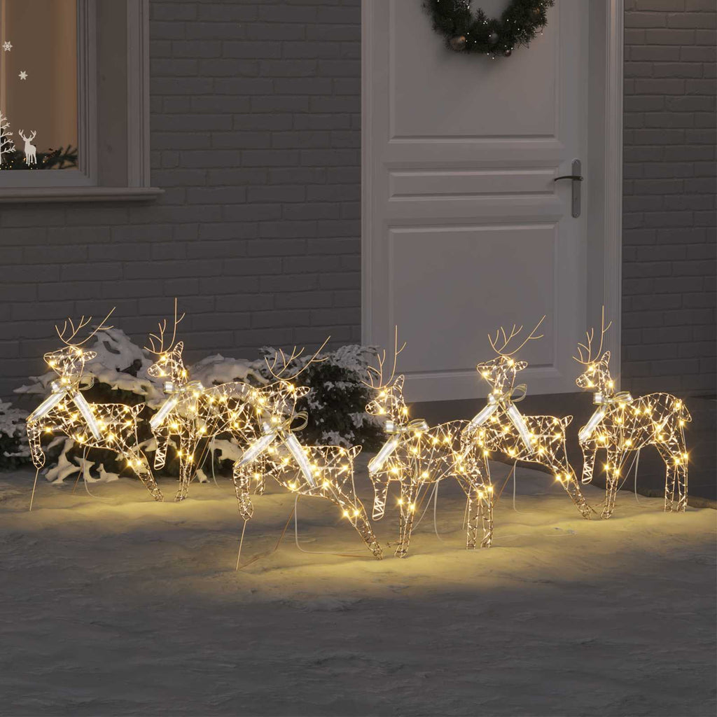 LED Rentiere mit 180 LEDs 6 pcs Gold PET