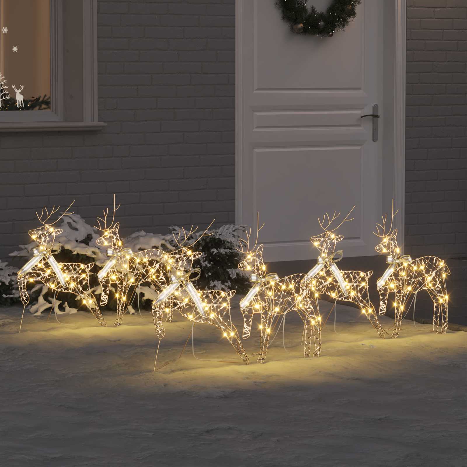 LED Rentiere mit 180 LEDs 6 pcs Gold PET