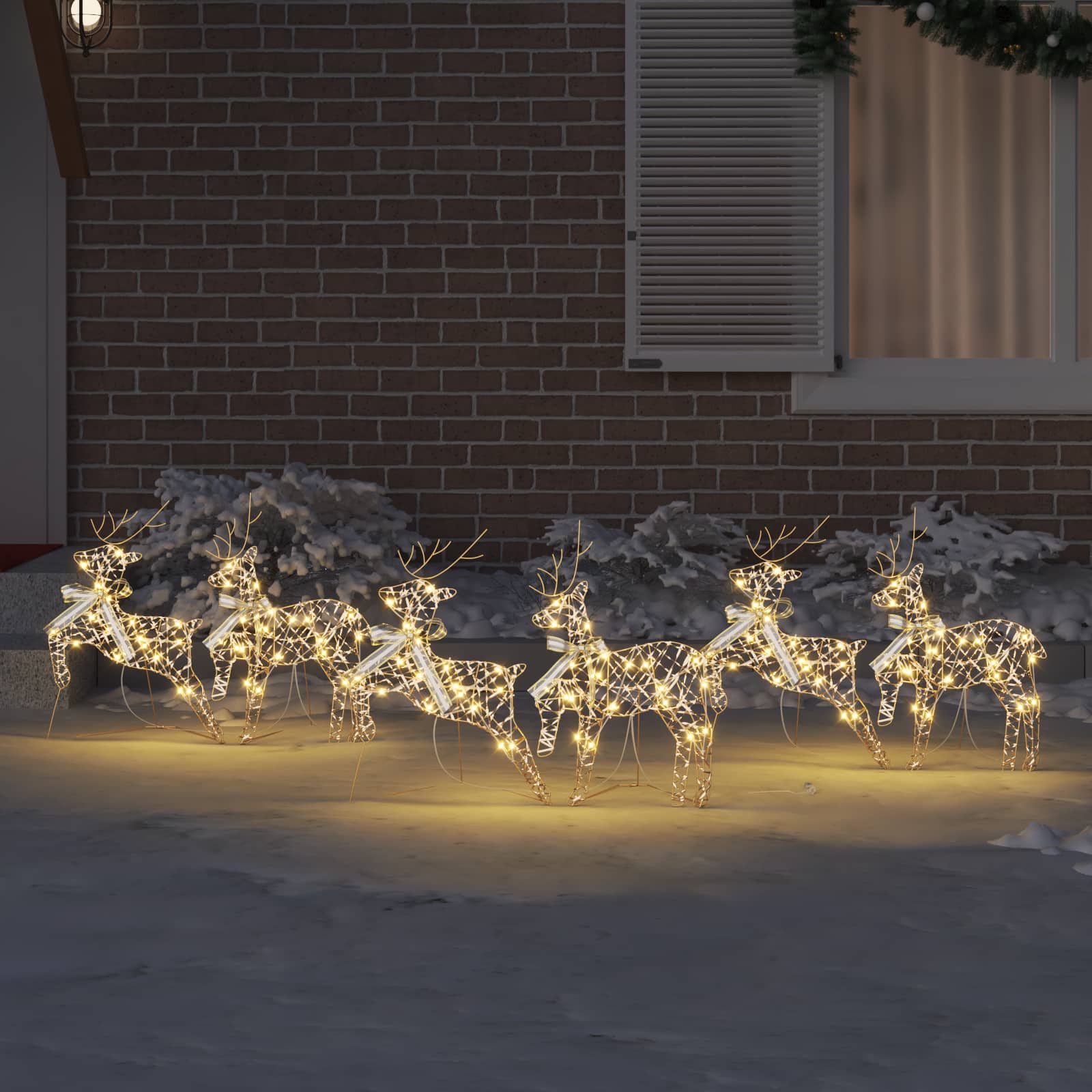 LED Rentiere mit 180 LEDs 6 pcs Gold PET