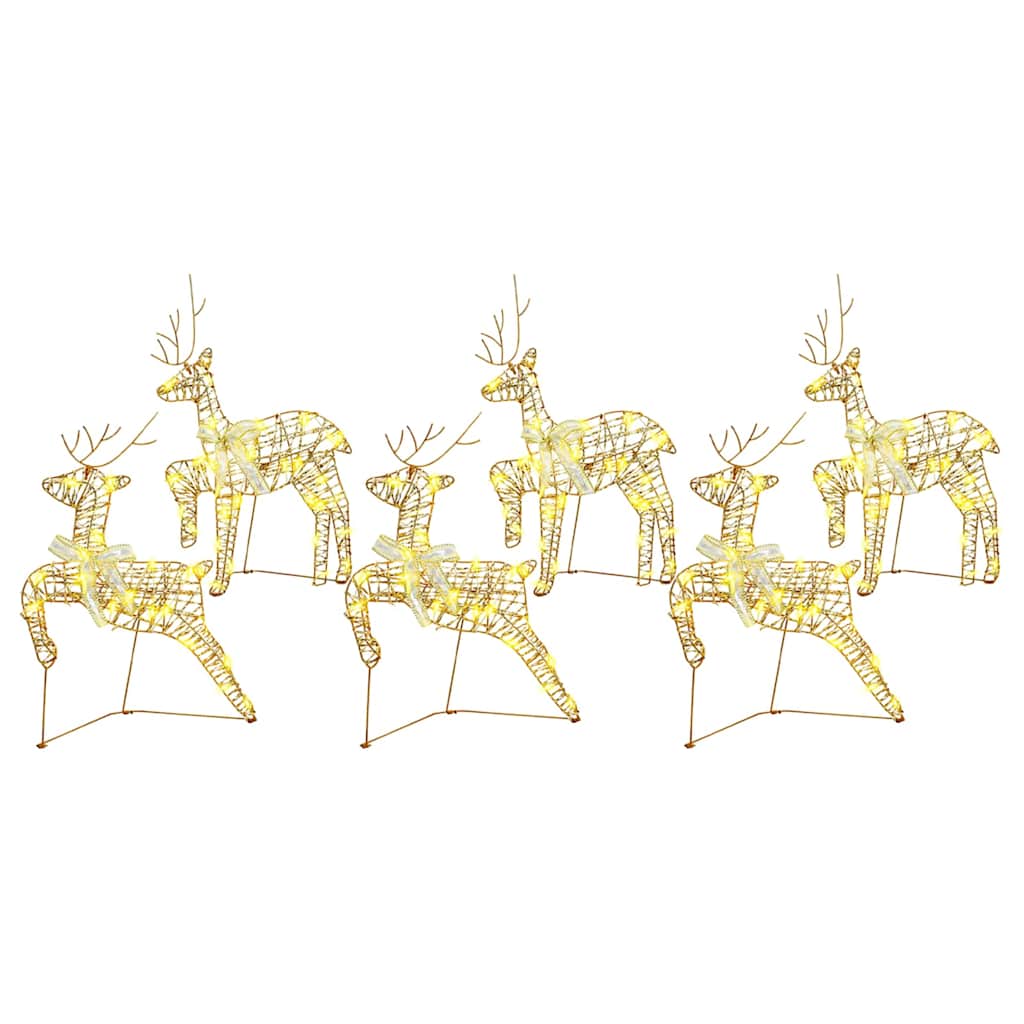LED Rentiere mit 180 LEDs 6 pcs Gold PET