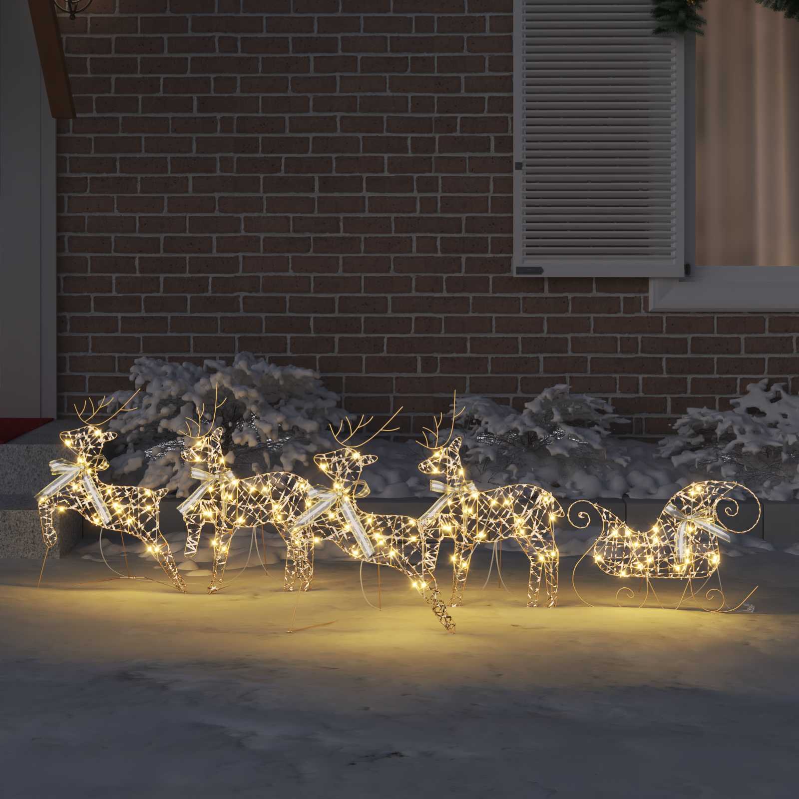LED Rentiere mit 40 LEDs 5 pcs Gold PET
