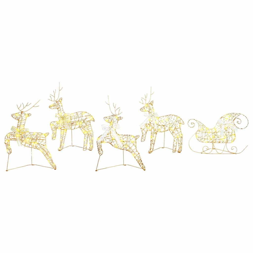 LED Rentiere mit 40 LEDs 5 pcs Gold PET