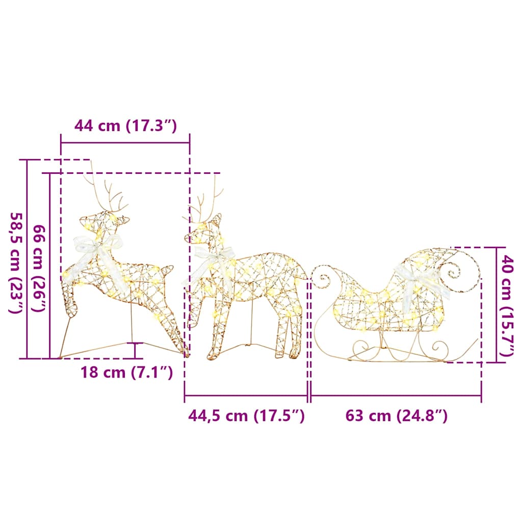 LED Rentiere mit 40 LEDs 5 pcs Gold PET