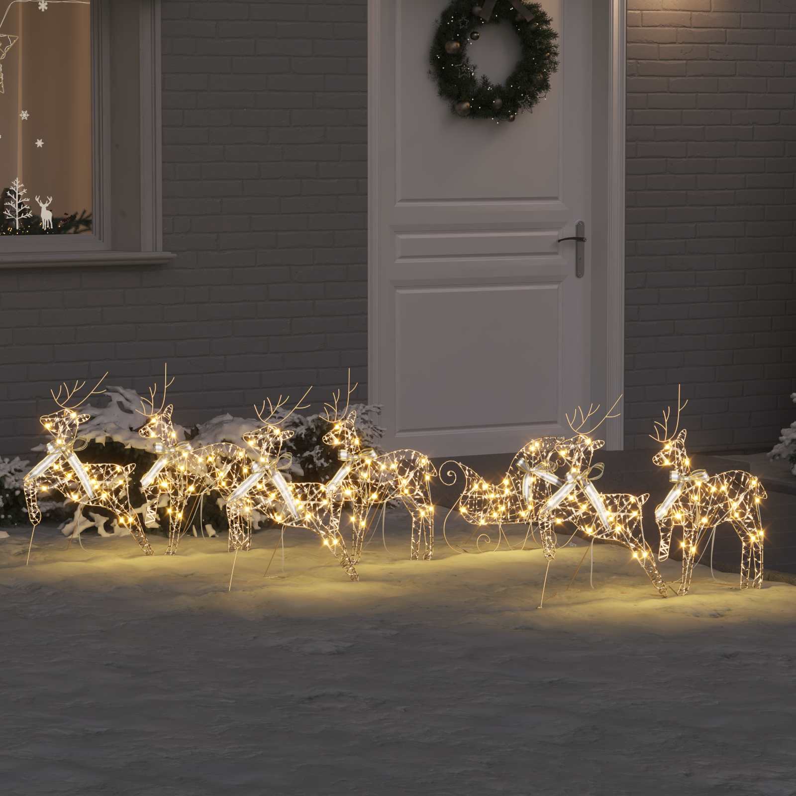 LED Rentiere mit 40 LEDs 7 pcs Gold PET