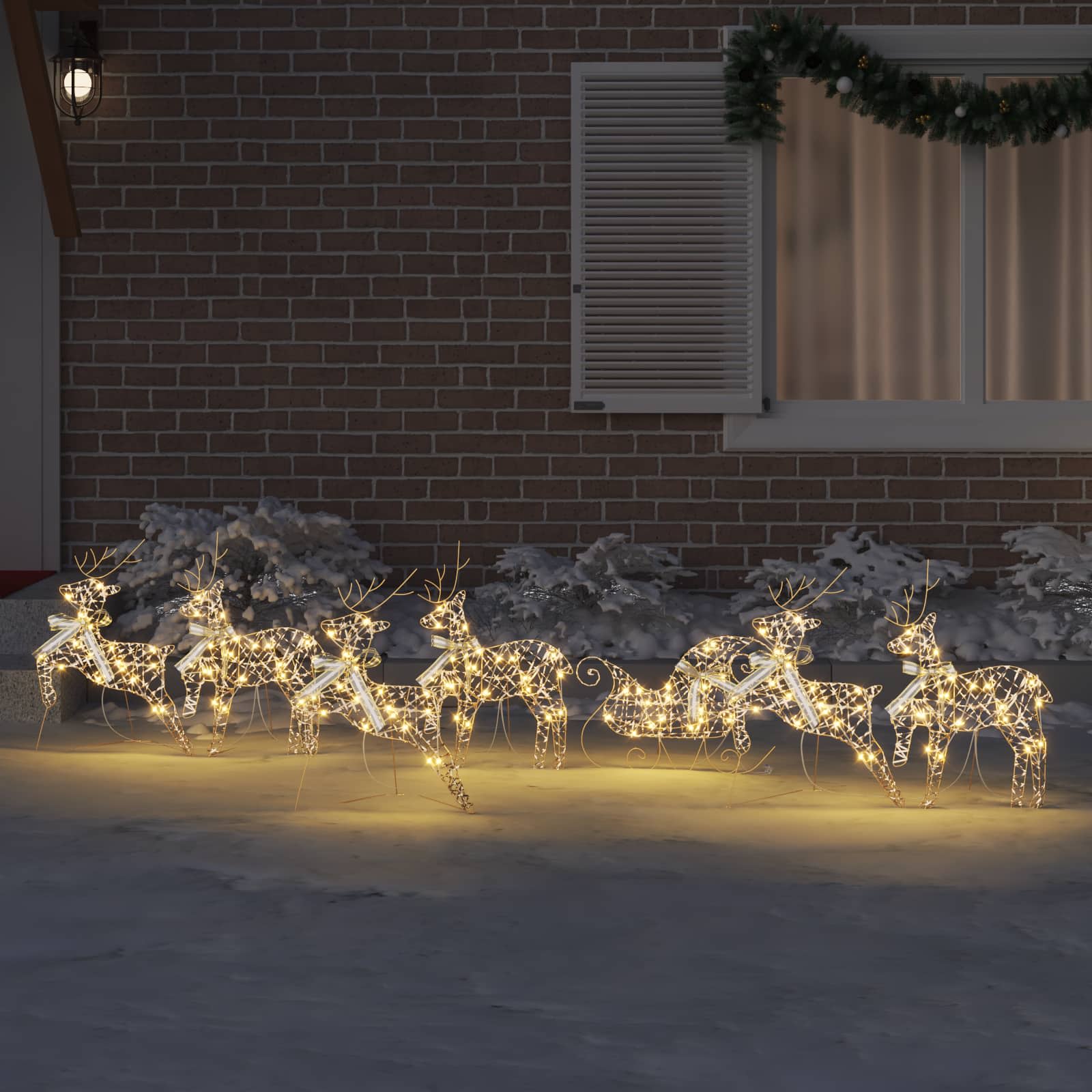LED Rentiere mit 40 LEDs 7 pcs Gold PET