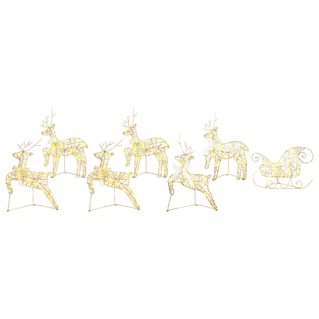 LED Rentiere mit 40 LEDs 7 pcs Gold PET