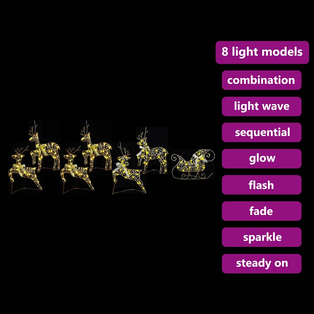 LED Rentiere mit 40 LEDs 7 pcs Gold PET