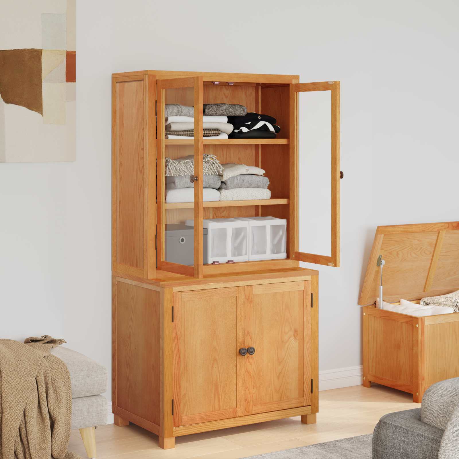 Aufbewahrungsmöbel-Set mit Speicher mit Tür Braun Holzwerkstoff