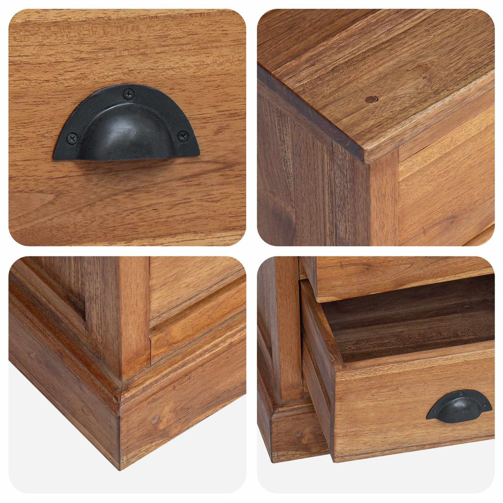Nachttisch mit Schubladen Natur 40 x 30 x 50 cm Massivholz Teak