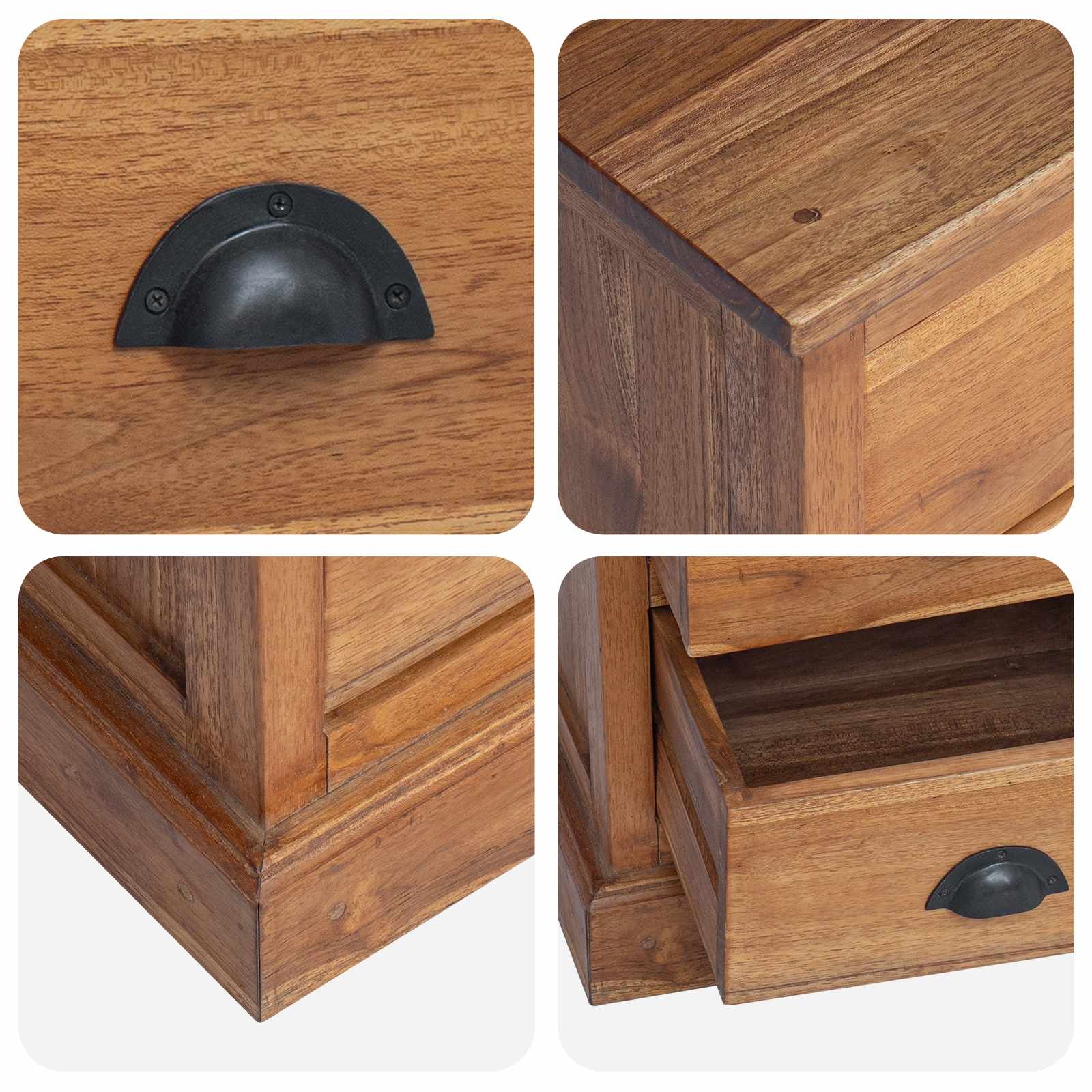 Nachttisch mit Schubladen Natur 40 x 30 x 50 cm Massivholz Teak