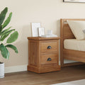 Nachttisch mit Schubladen Natur 40 x 30 x 50 cm Massivholz Teak
