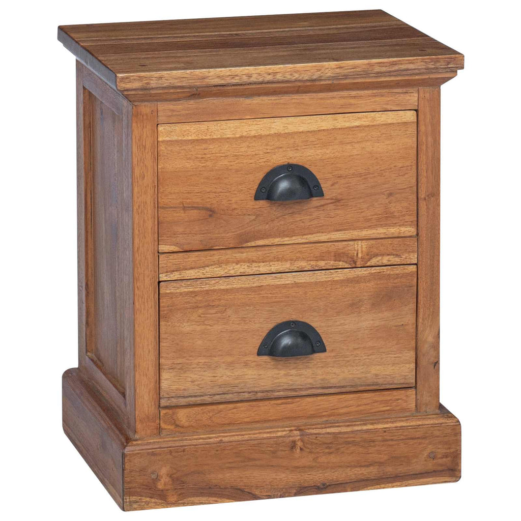 Nachttisch mit Schubladen Natur 40 x 30 x 50 cm Massivholz Teak