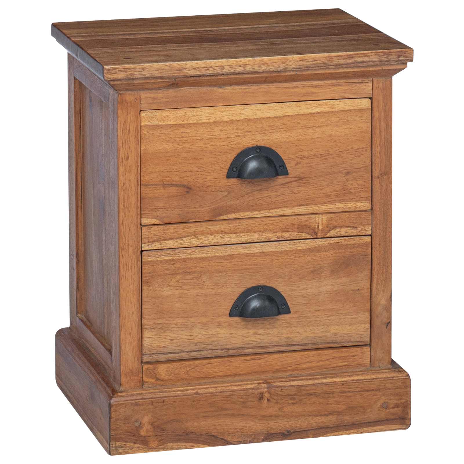 Nachttisch mit Schubladen Natur 40 x 30 x 50 cm Massivholz Teak