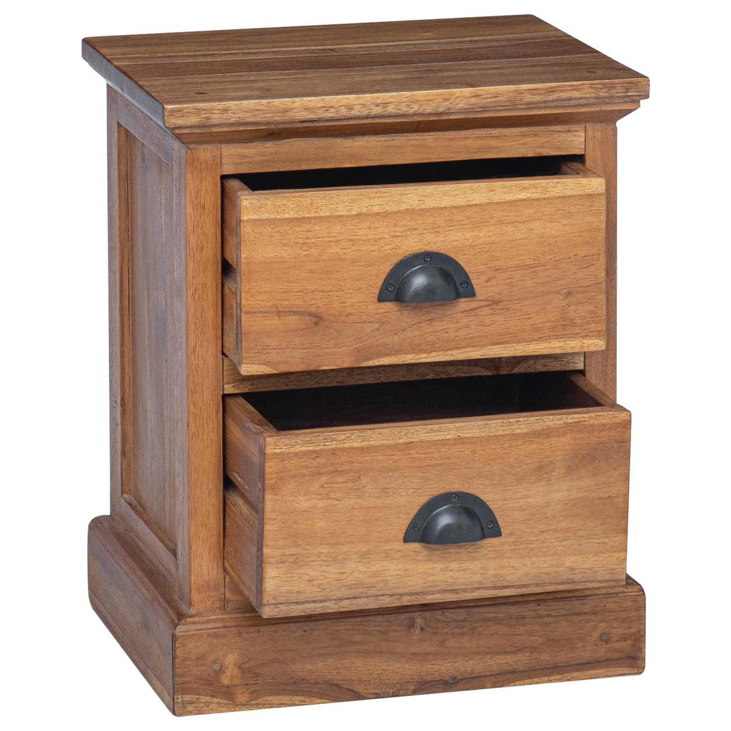Nachttisch mit Schubladen Natur 40 x 30 x 50 cm Massivholz Teak