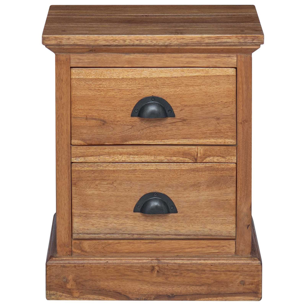 Nachttisch mit Schubladen Natur 40 x 30 x 50 cm Massivholz Teak