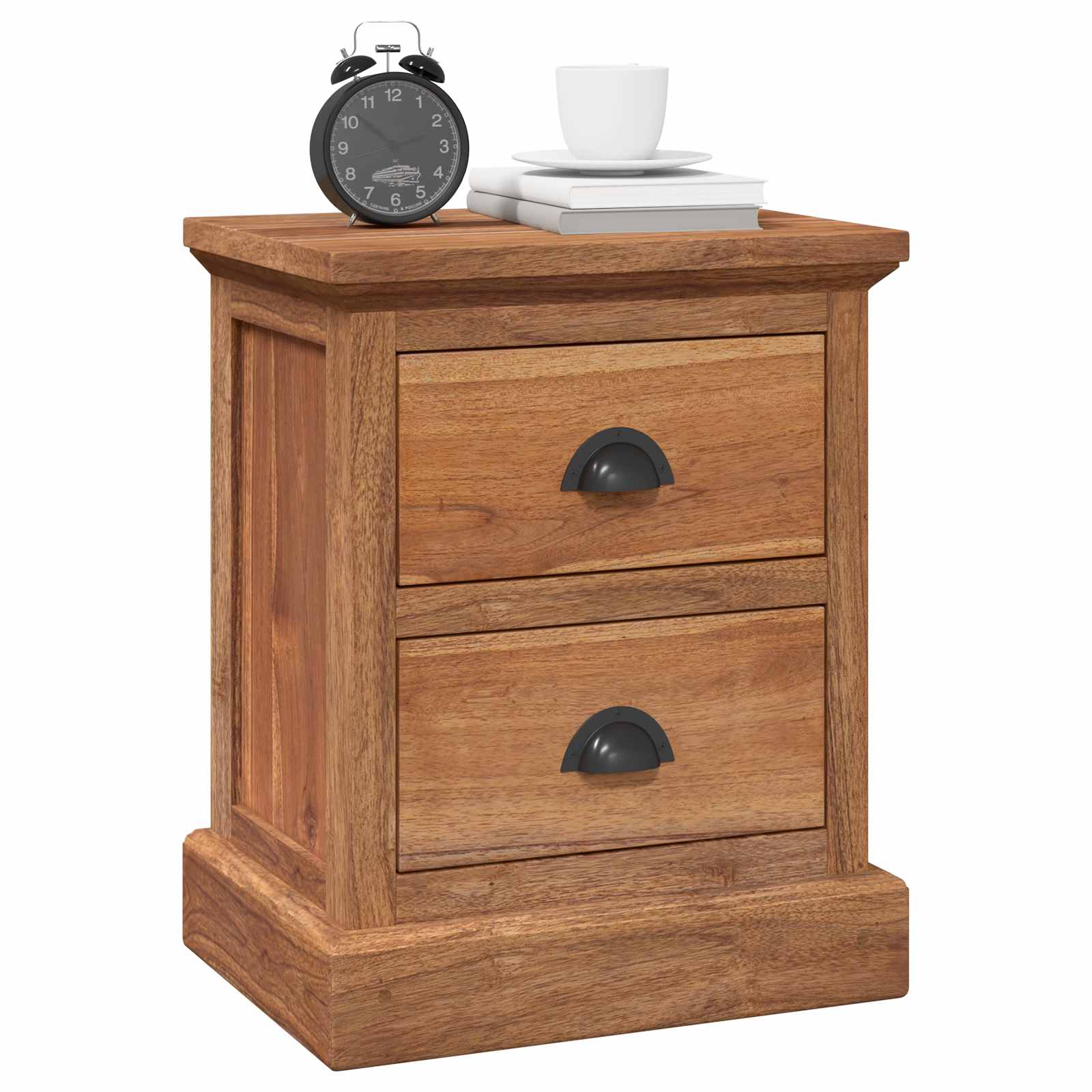 Nachttisch mit Schubladen Natur 40 x 30 x 50 cm Massivholz Teak