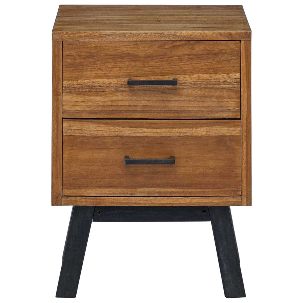 Nachttisch mit Schubladen Natur 40 x 35 x 55 cm Massivholz Teak