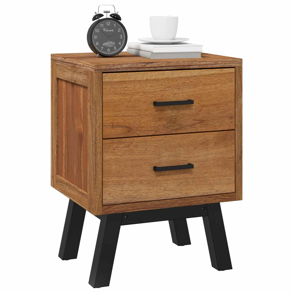 Nachttisch mit Schubladen Natur 40 x 35 x 55 cm Massivholz Teak