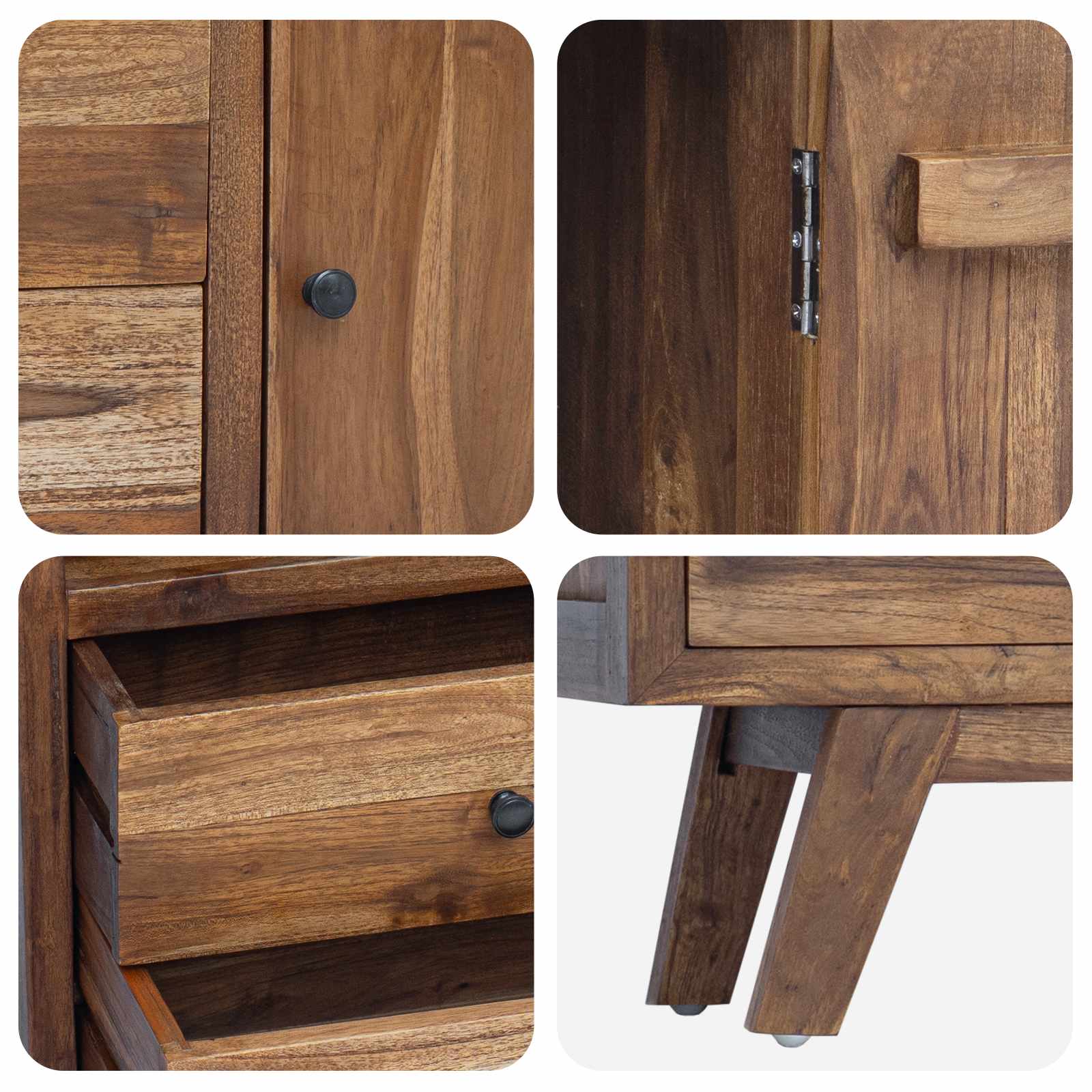 Sideboard mit Schubladen Natur 100 x 30 x 68 cm Massivholz Teak