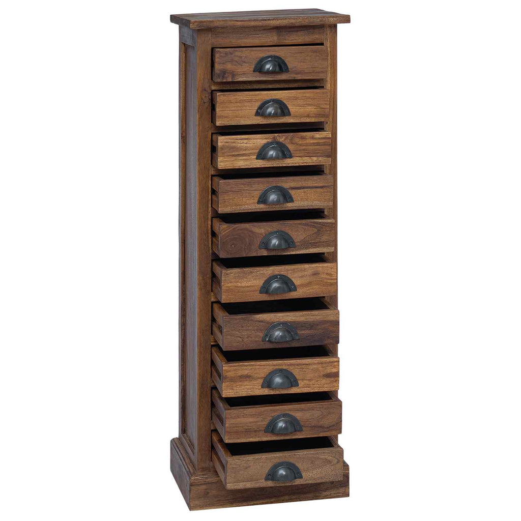 Kommode mit Schubladen Natur 35 x 30 x 110 cm Massivholz Teak