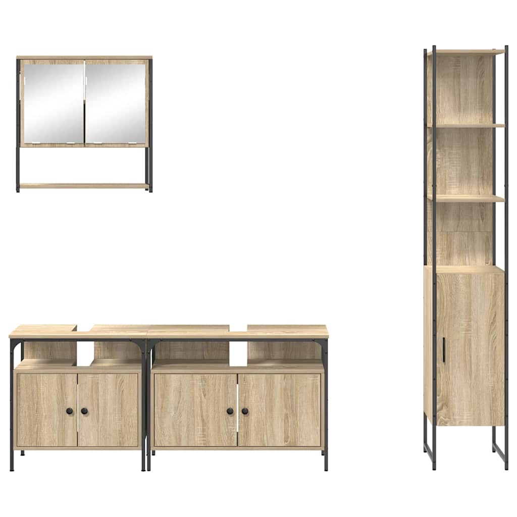 Badezimmermöbel-Set mit Regal 4 pcs Sonoma-Eiche Holzwerkstoff