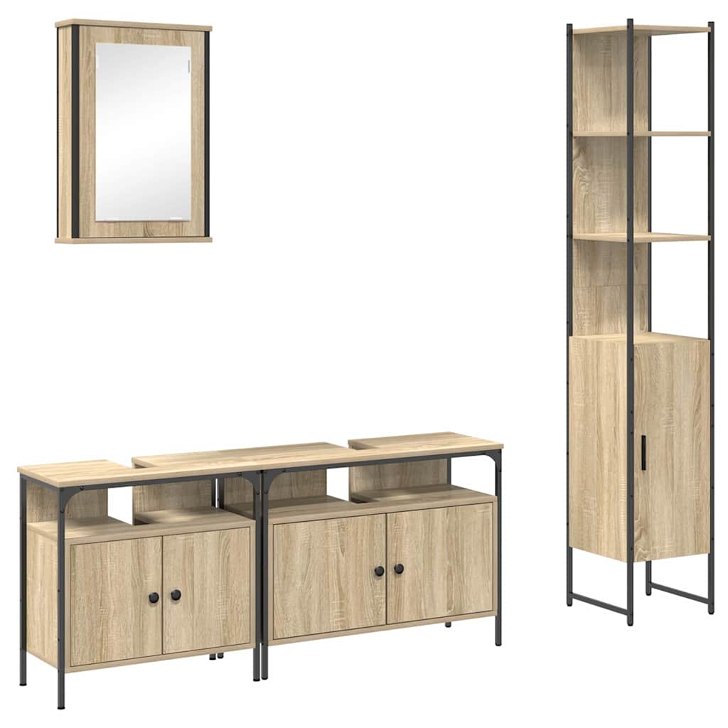 Badezimmermöbel-Set mit Regal 4 pcs Sonoma-Eiche Holzwerkstoff
