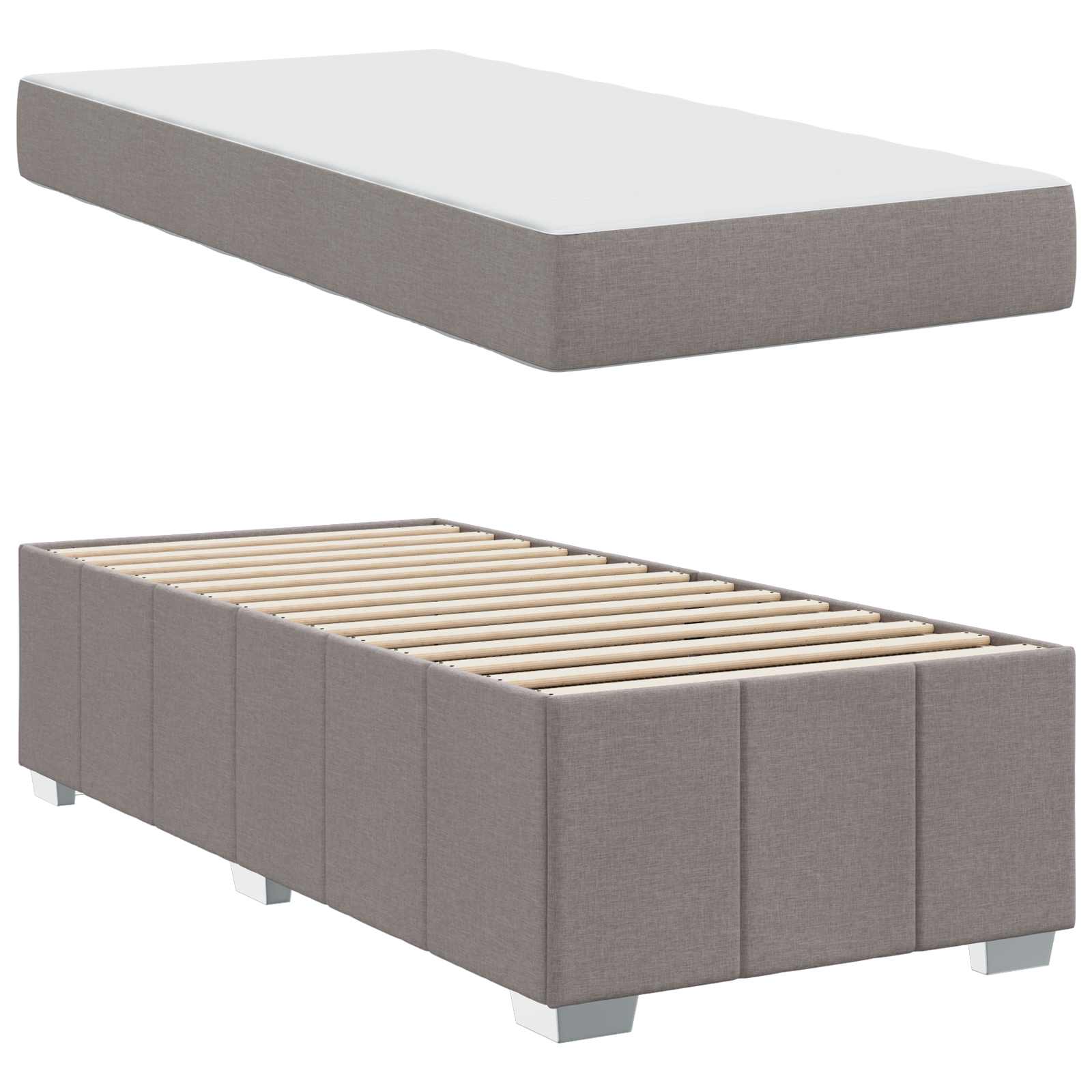 Bettrahmen mit Matratze Taupe 90 x 200 cm Stoff