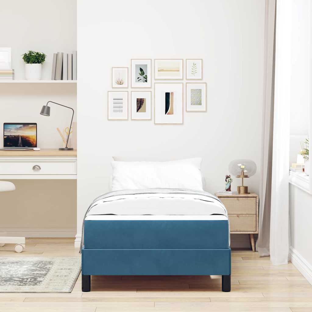 Boxspringbett mit Matratze Dunkelblau 100 x 210 cm Stoff