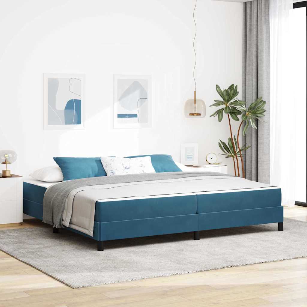 Boxspringbett mit Matratze Dunkelblau 200 x 210 cm Stoff
