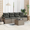 Gartensofa-set mit Kissen mit Speicher 5 pcs Grau Poly-Rattan