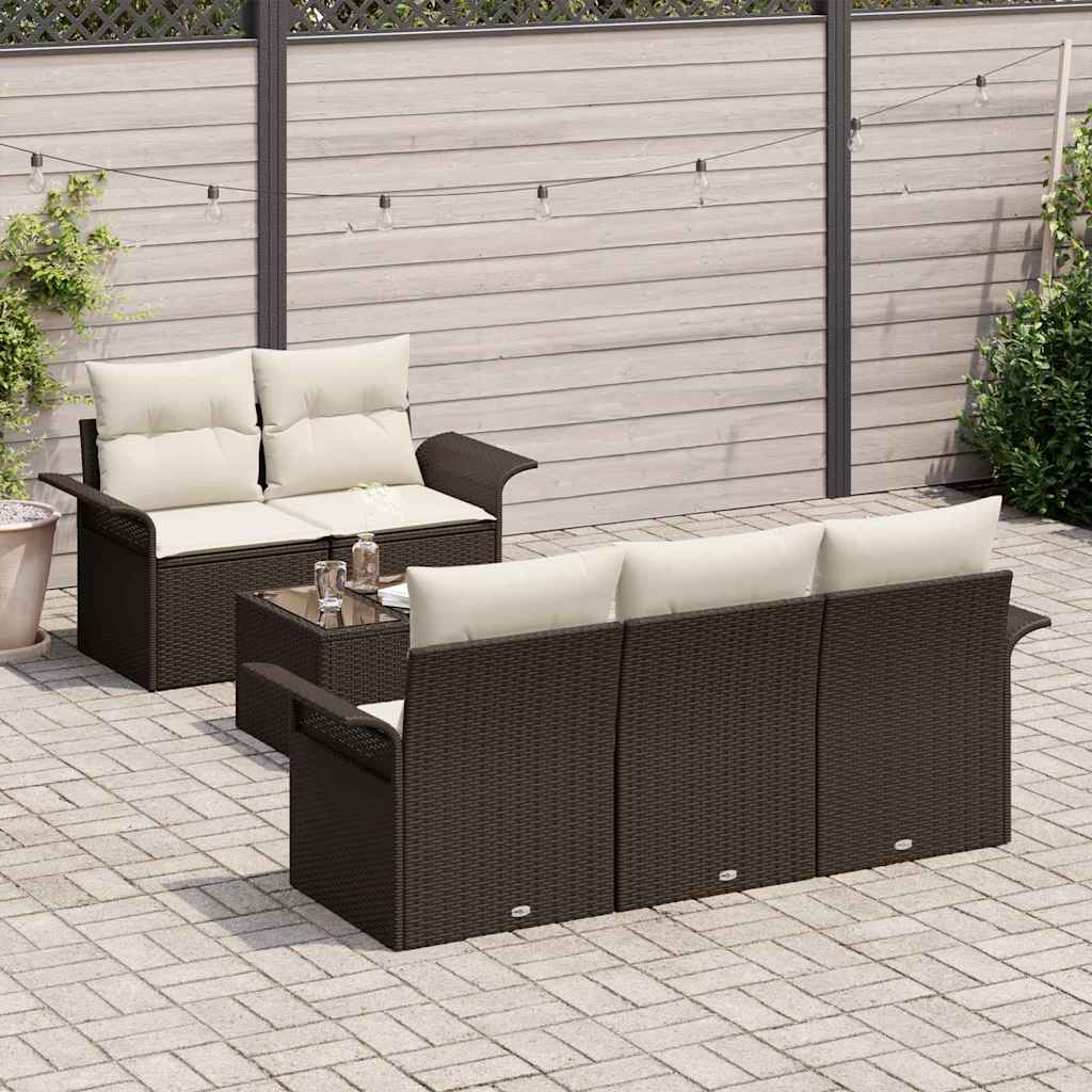 Garten-Sofa-Set 6 pcs Braun und Creme 55 x 55 x 37 cm