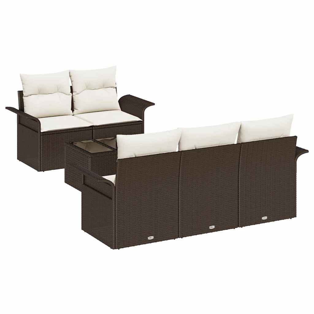 Garten-Sofa-Set 6 pcs Braun und Creme 55 x 55 x 37 cm