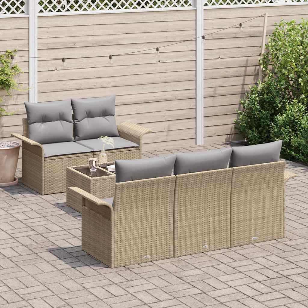 Garten-Sofa-Set mit Kissen 6 pcs Beige und Grau 55 x 55 x 37 cm