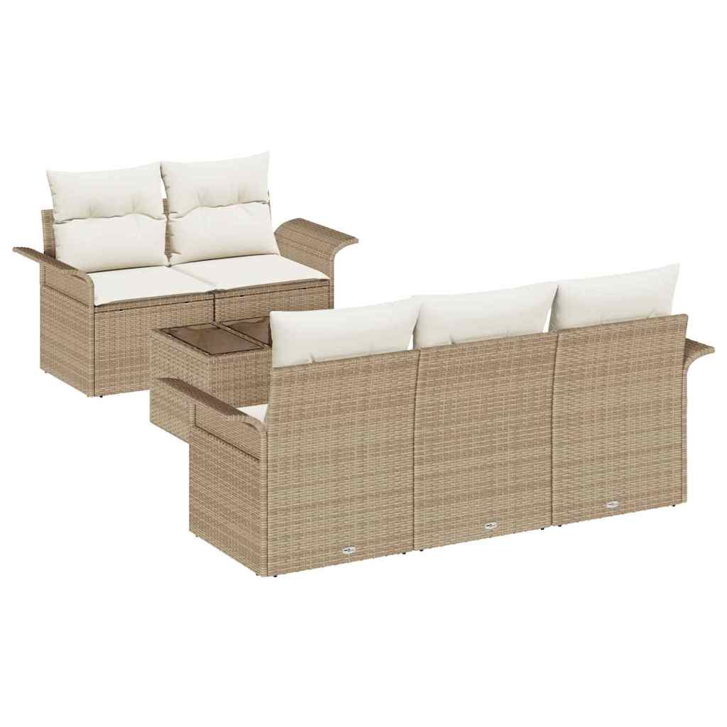 Garten-Sofa-Set 6 pcs Beige und Creme 55 x 55 x 37 cm