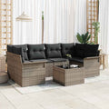 Gartensofa-set 7 pcs Grau 55 x 55 x 37 cm Poly-Rattan