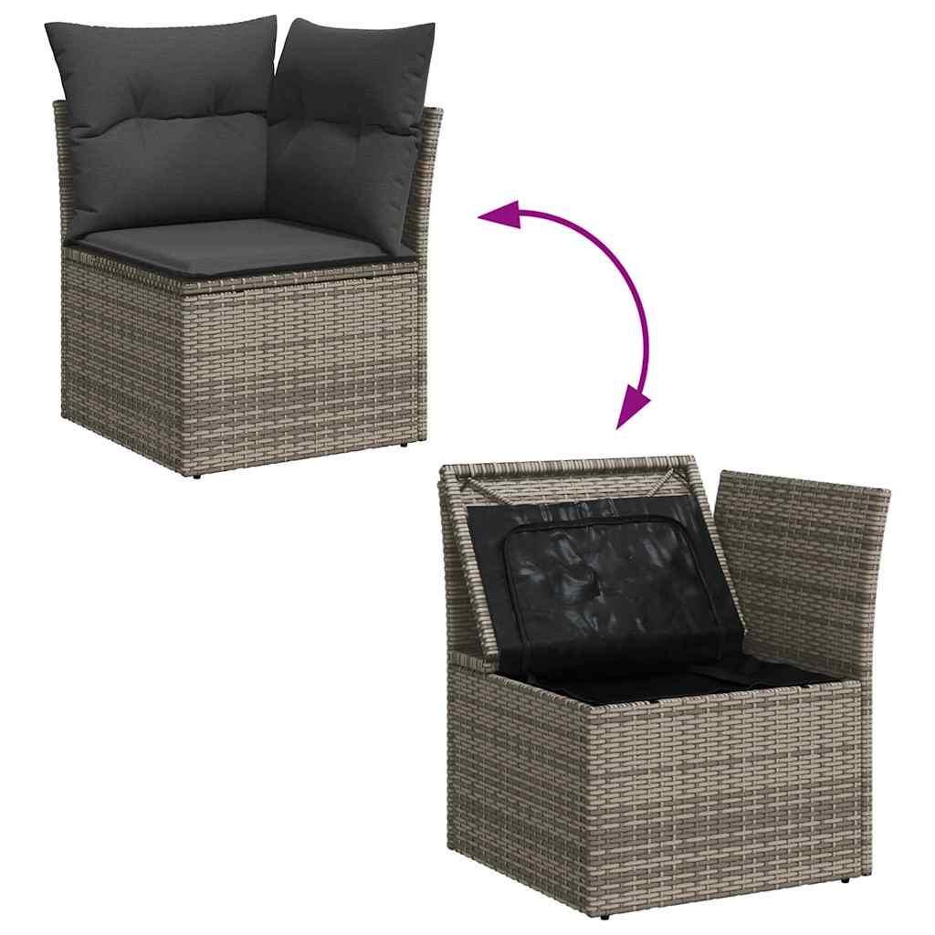 Gartensofa-set 7 pcs Grau 55 x 55 x 37 cm Poly-Rattan