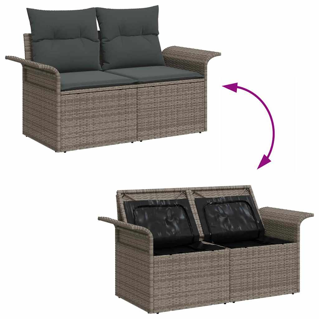 Gartensofa-set 7 pcs Grau 55 x 55 x 37 cm Poly-Rattan
