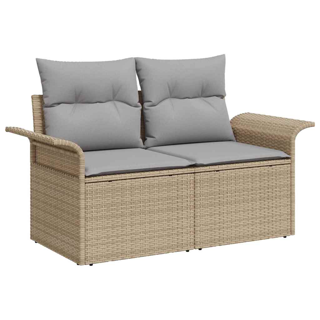 Gartensofa-set 7 pcs Beige und Grau 55 x 55 x 37 cm Poly-Rattan
