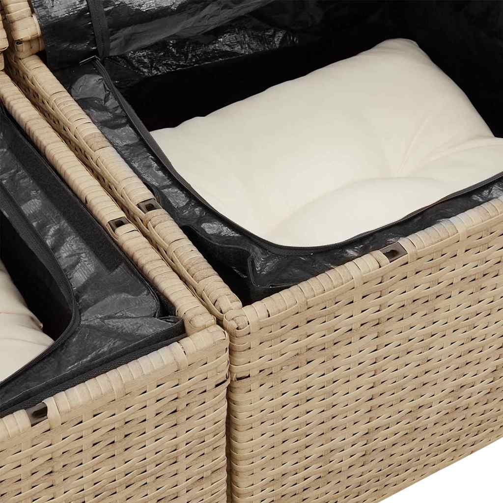 Gartensofa-set mit Kissen 7 pcs Beige und Creme 55 x 55 x 37 cm