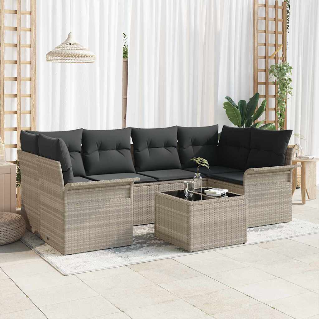 Gartensofa-set 7 pcs Hellgrau und Dunkelgrau 55 x 55 x 37 cm