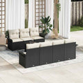 Gartensofa-set mit Kissen 8 pcs Schwarz und Creme Poly-Rattan