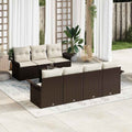 Gartensofa-set mit Kissen 8 pcs Braun und Creme Poly-Rattan