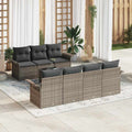 Gartensofa-set mit Kissen mit Speicher 8 pcs Grau Poly-Rattan