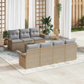Gartensofa-set mit Kissen 8 pcs Beige und Grau Poly-Rattan